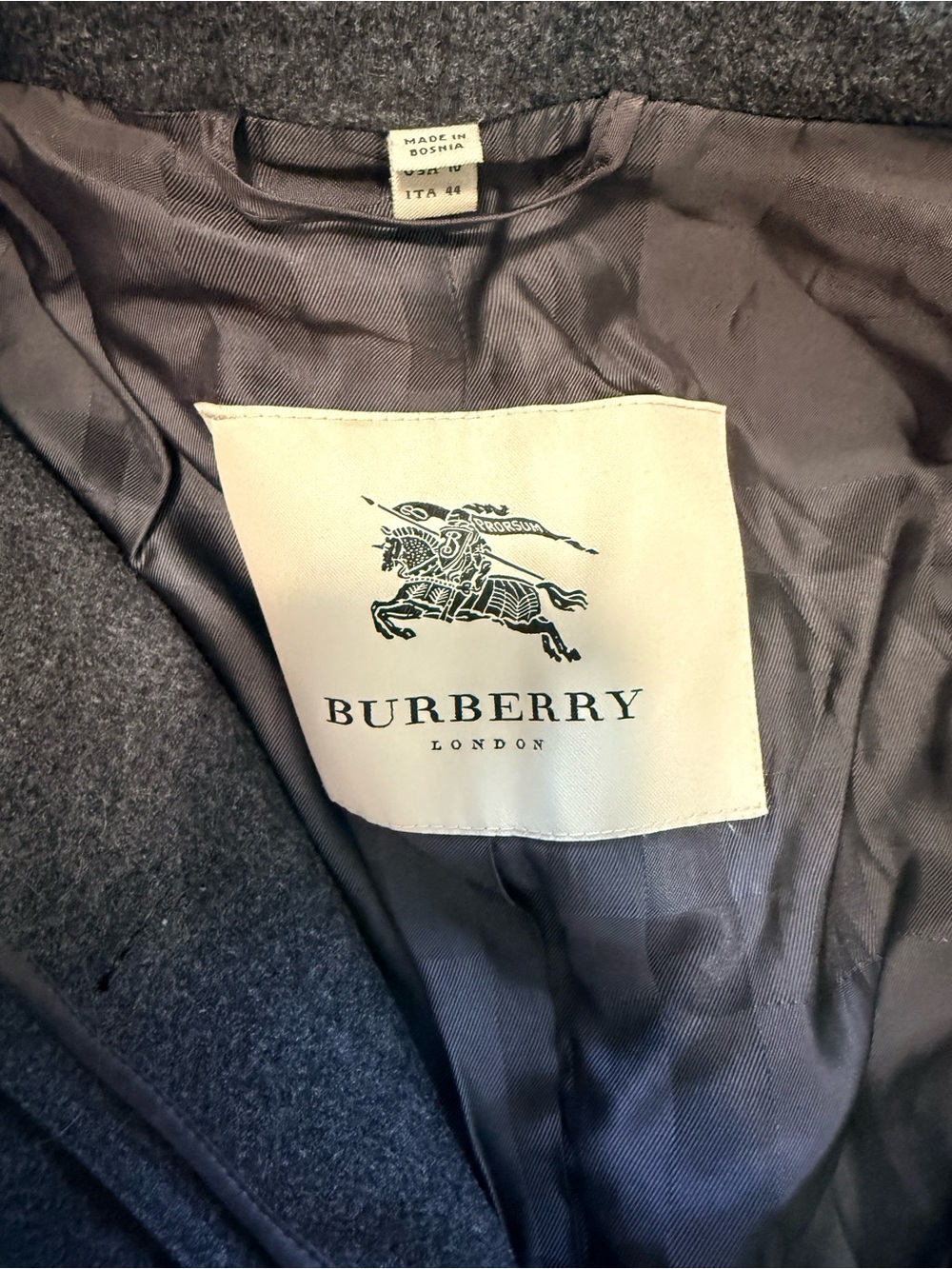 Burberry Womens Dark Gray Wool Blend Long Coat - Classic Collar - Picture 8 of 8